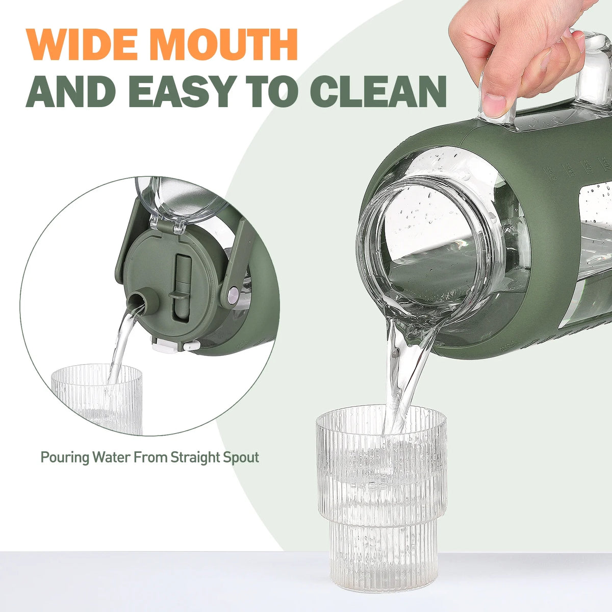 64oz Glass Water Bottle with Straw and Handle X82621