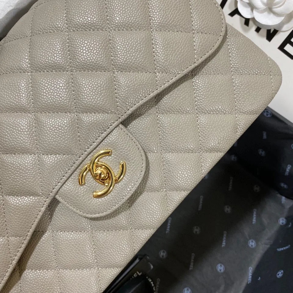 Large Classic Handbag Gold Hardware Grey 11.8in/30cm I139848