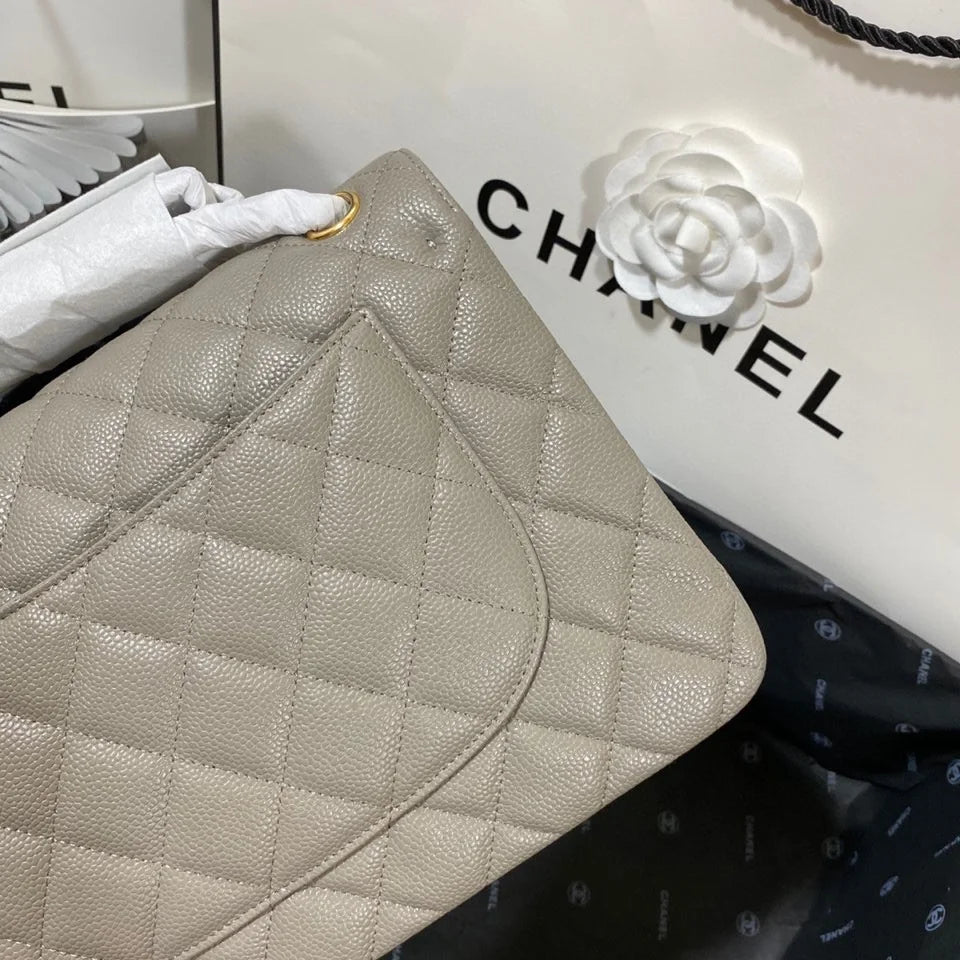 Large Classic Handbag Gold Hardware Grey 11.8in/30cm I139848