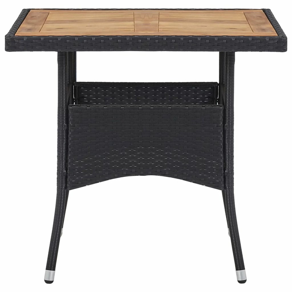 Acacia Wood Black Poly Rattan Patio Dining Table A10511