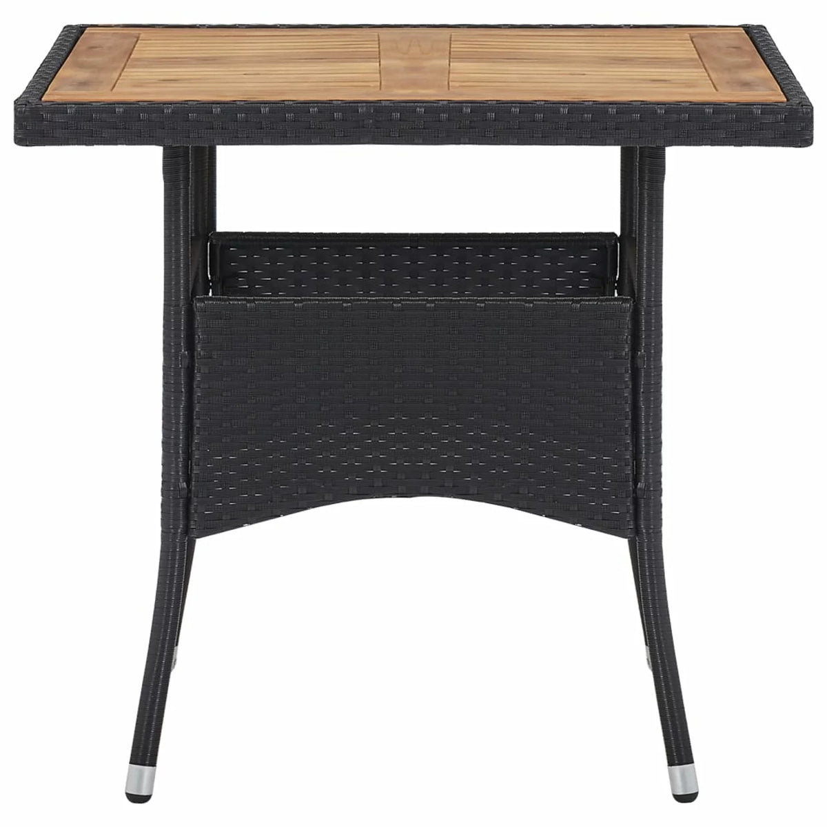 Acacia Wood Black Poly Rattan Patio Dining Table A10511