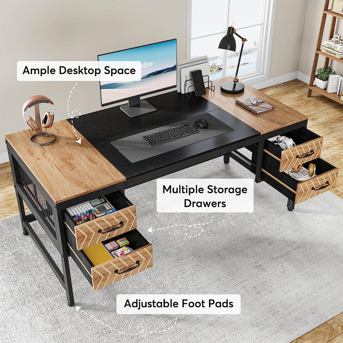 63 inch Computer Desk with 4 Drawers V374843