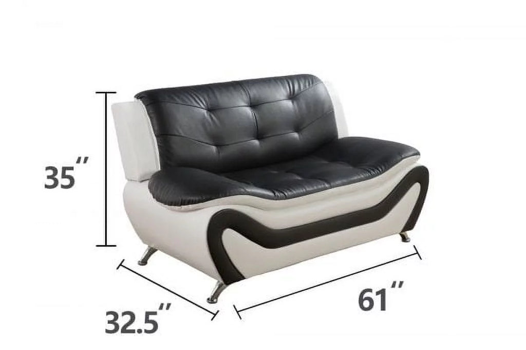 3 pc Black and White Faux Leather Sofa Set M2186