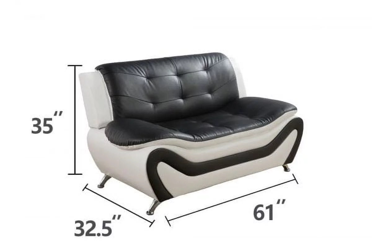3 pc Black and White Faux Leather Sofa Set M2186