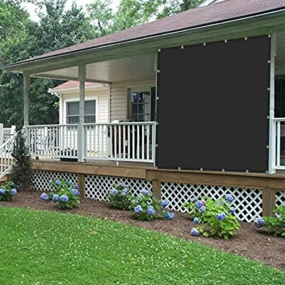 Heavy Duty Black Knitted Mesh Tarp with Grommets 60-70% Shade 6 Ft x 8 Ft. A396879