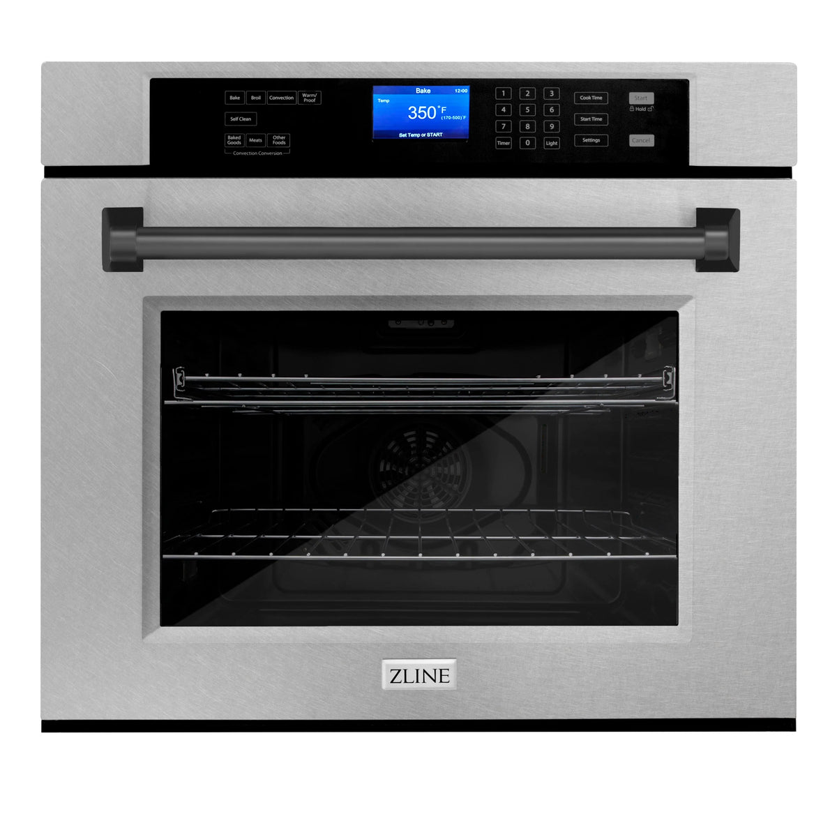 30 In. Single Wall Oven with Self Clean and True Convection in Stainless Steel and Matte Black E757260