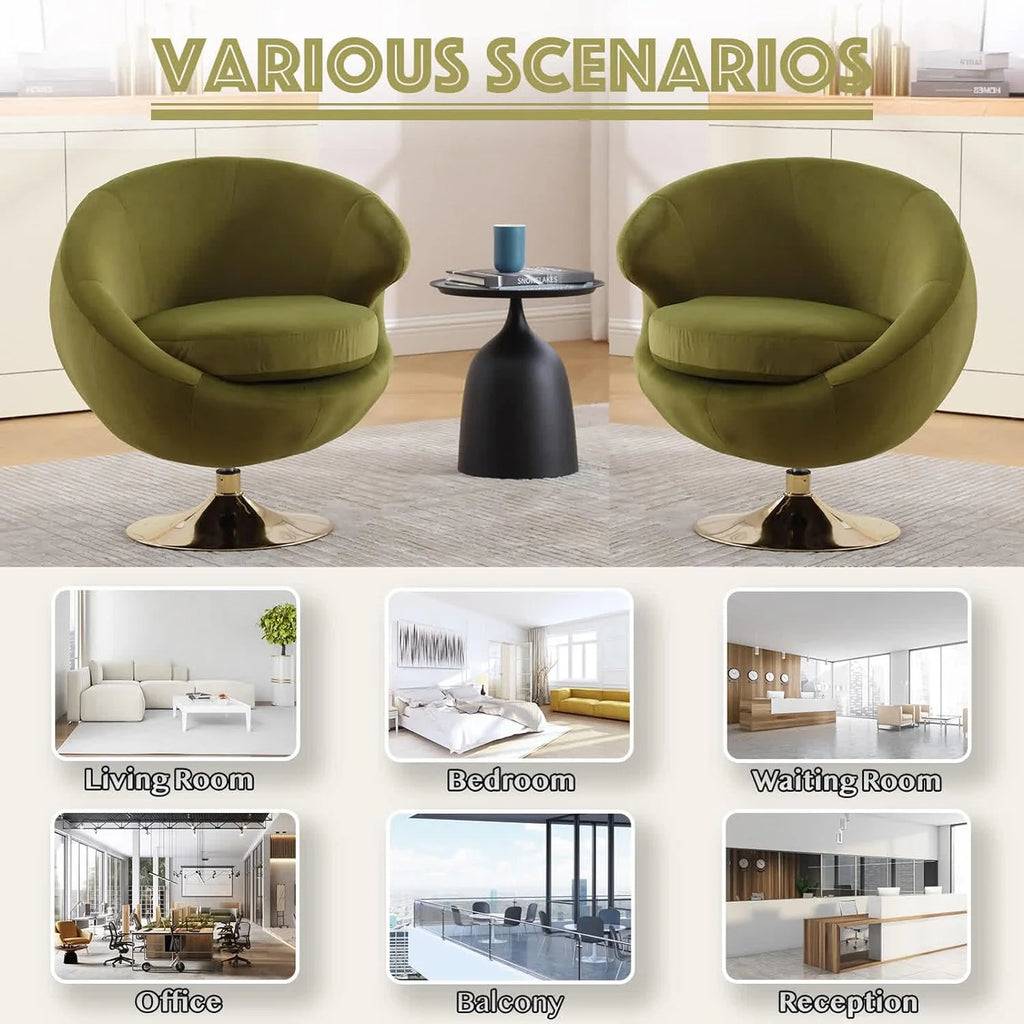 Green Velvet Swivel Barrel Chair J564