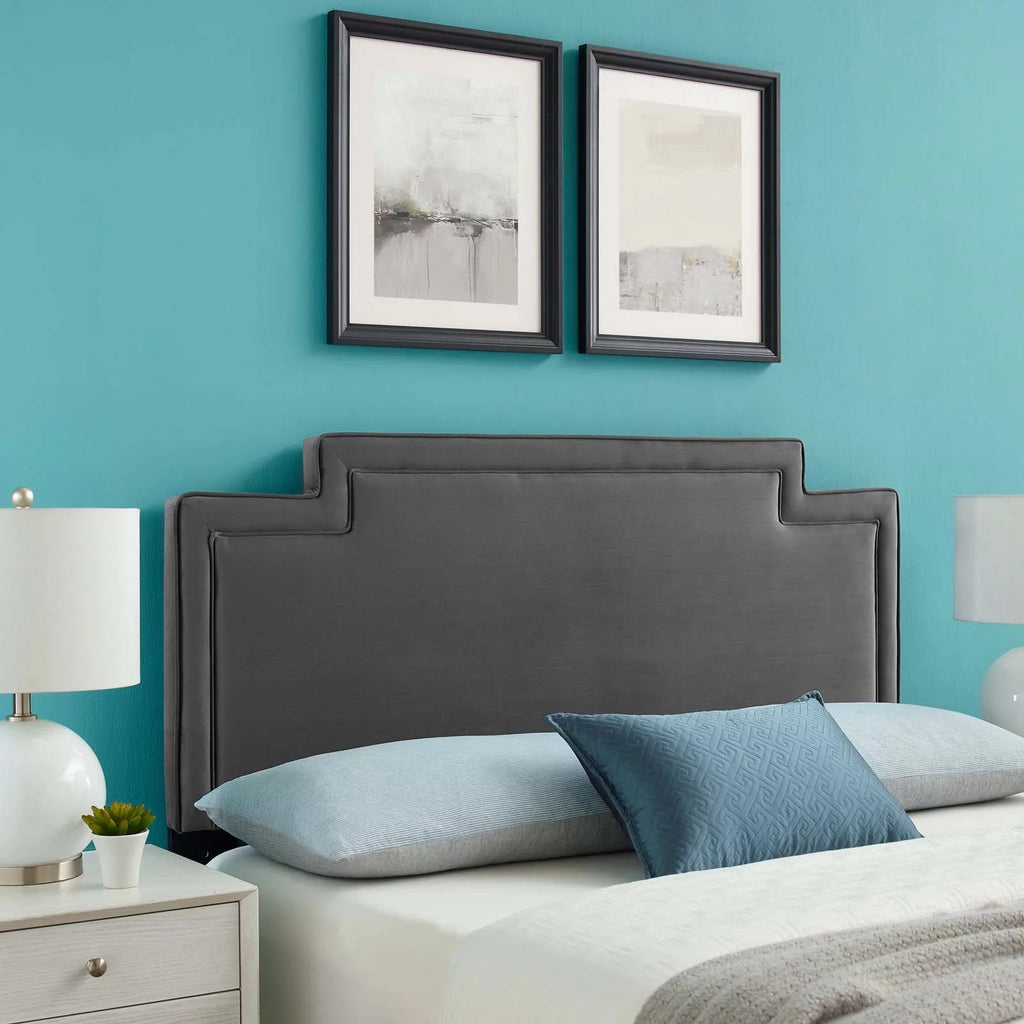 Charcoal Performance Velvet Twin Headboard X7045