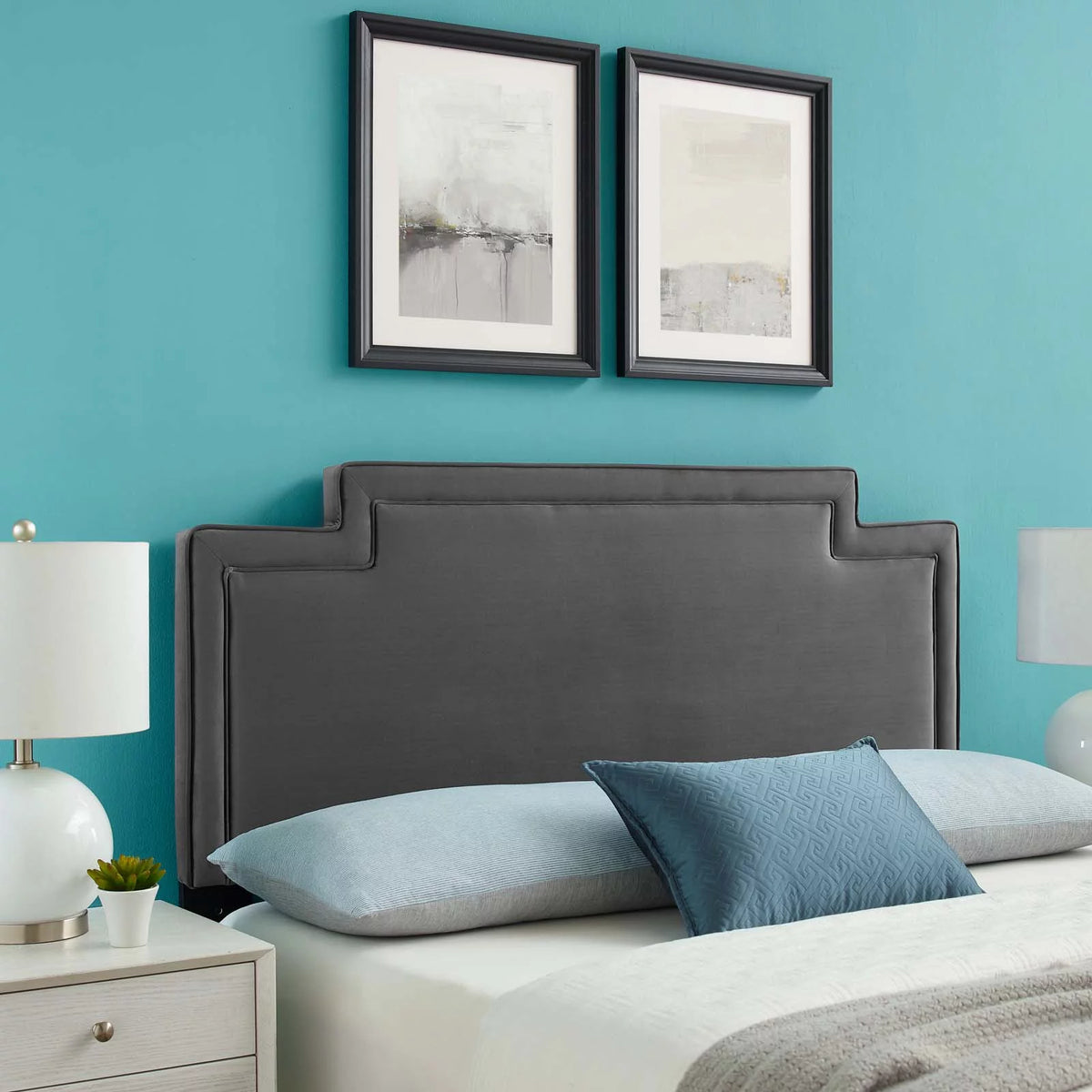 Charcoal Performance Velvet Twin Headboard X7045