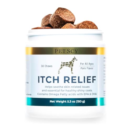 Dog Itch Relief Chews with Fatty Acids EPA DHA Omega Pork Flavor 30 Chews J575599