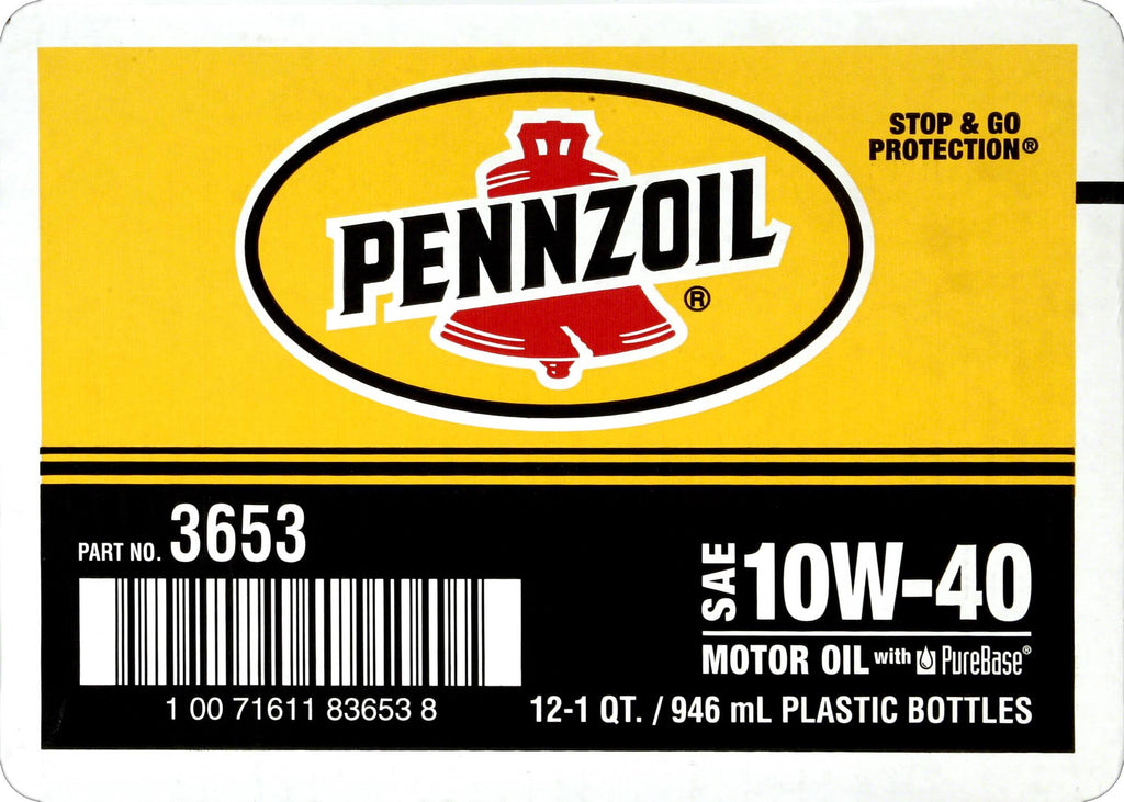 SAE 10W-40 Motor Oil, 12 pack, 1 qt bottles S912